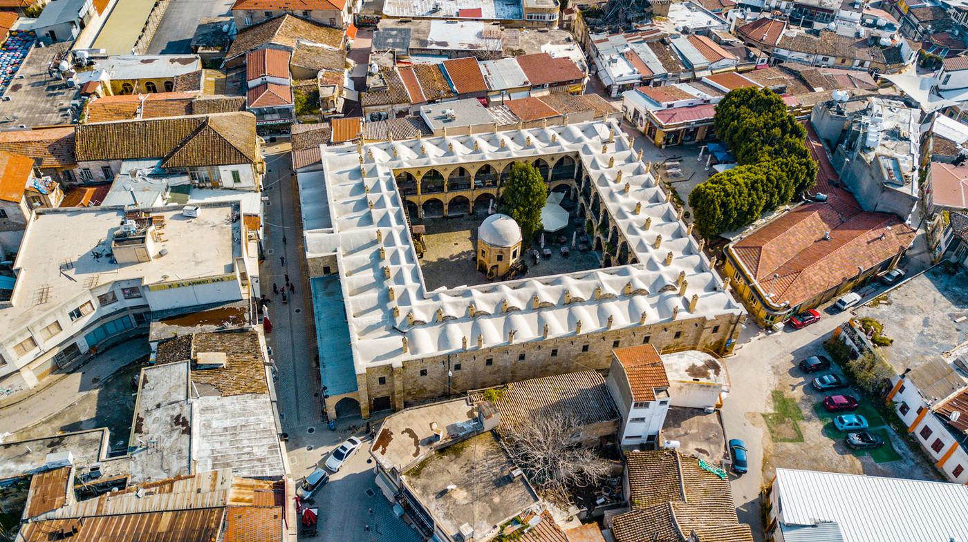 Lefkoşa Büyük Han havadan görünüm